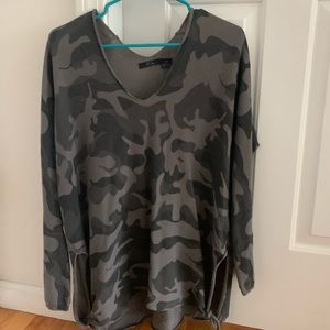 Nordstrom Camo V-Neck sweater with ties